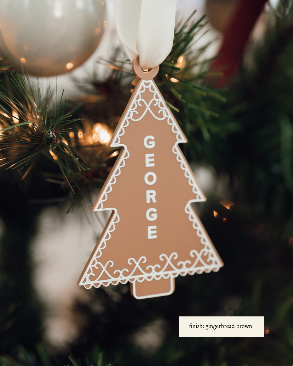 Personalized Gingerbread Christmas Tree Stocking Tag